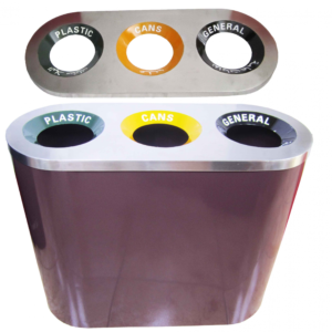 Recycle Steel Bin 3 Top (black Coated)  30014